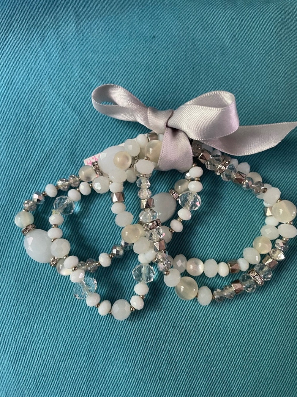 NWT - WHBM White Beaded Stretch Bracelets - Women Jewelry
